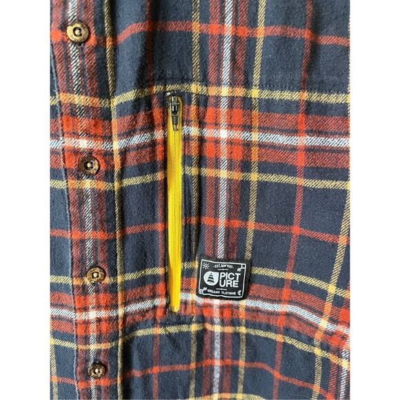 Picture Organic Clothing Blue Red Yellow Flannel Casual Button Down Mens Large - Picture 4 of 10